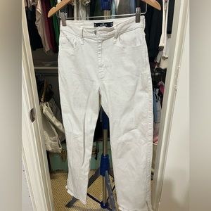 HOLLISTER SIZE 26 WHITE JEANS STRAIGHT LEG WITH POCKETS GREAT CONDITION